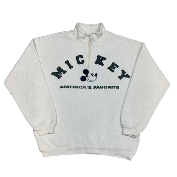 Vintage 90s Disney Mickey America's Favorite 1/4 Zip Pullover Large Loungewear
